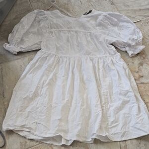 White Babydoll Dress S Puff Sleeve